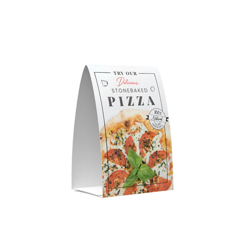 STONE BAKED PIZZAS POS COLLECTION TENT CARD SIDE 1