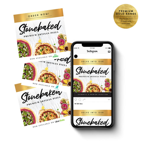 Stone Baked Pizza Delivery Digital Set - Premium Gold