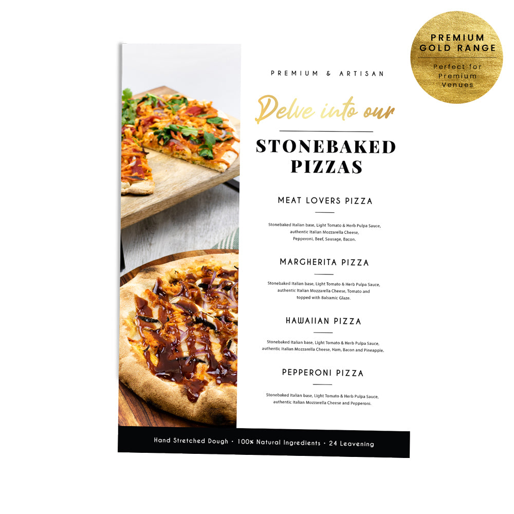 Stone Baked Pizza Menu - Premium Gold