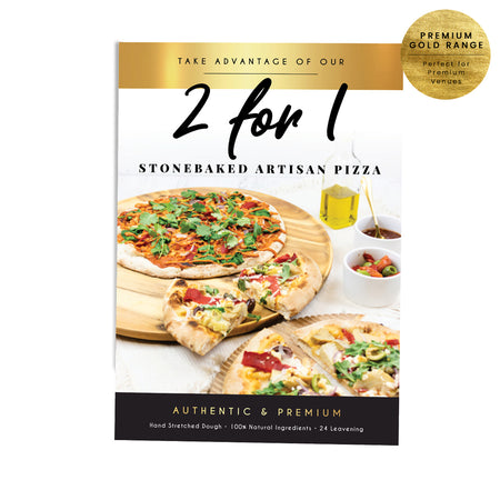 2 for 1 Stone Baked Pizza Poster - Premium Gold